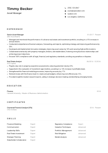 Asset Manager CV Example