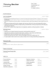 Asset Manager CV Template #2