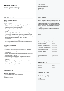 Branch Operations Manager Resume Template #12
