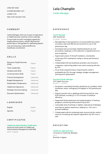 Center Manager Resume Template #2