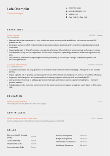 Center Manager Resume Template #3