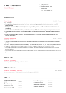Center Manager Resume Template #1