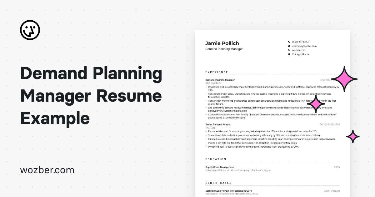 Demand Planning Manager CV Example