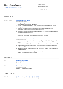 Healthcare Operations Manager CV Template #8