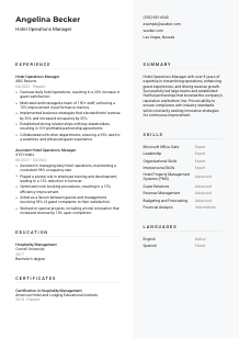 Hotel Operations Manager Resume Template #12