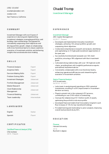 Investment Manager CV Template #2