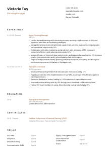 Planning Manager CV Template #1
