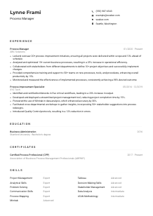 Process Manager CV Example