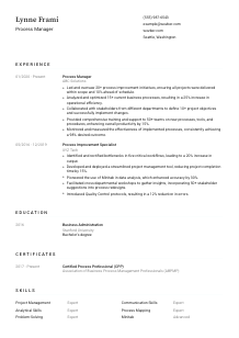Process Manager Resume Template #1