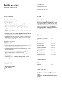 Revenue Cycle Manager CV Template #2