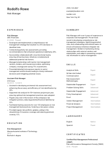 Risk Manager Resume Template #1