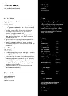 Service Delivery Manager Resume Template #3
