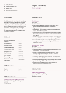 Stock Manager CV Template #3