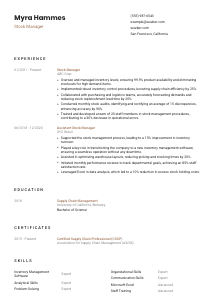Stock Manager CV Template #1