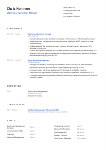 Warehouse Operations Manager Resume Template #1