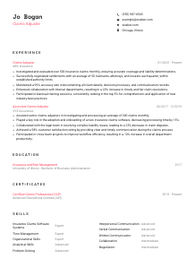 Claims Adjuster CV Template #4