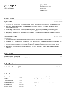 Claims Adjuster CV Template #9