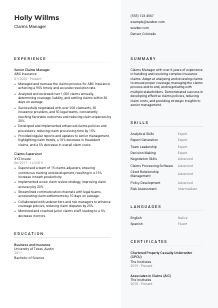Claims Manager Resume Template #2