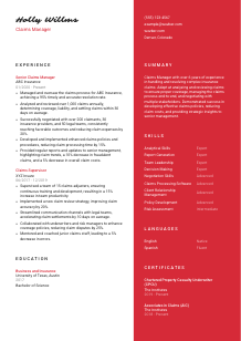 Claims Manager CV Template #3