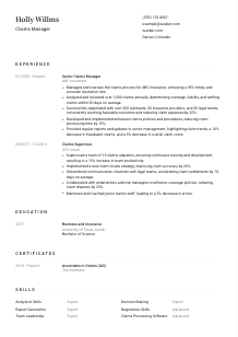 Claims Manager Resume Template #1