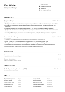 Compliance Manager Resume Example
