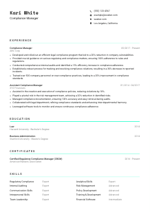Compliance Manager CV Template #18