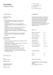 Compliance Manager CV Template #7