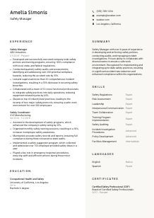 Safety Manager Resume Template #13