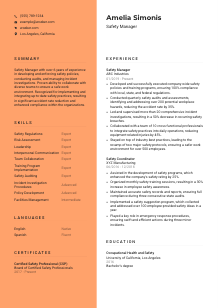 Safety Manager Resume Template #19