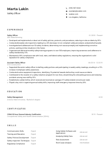 Safety Officer CV Example