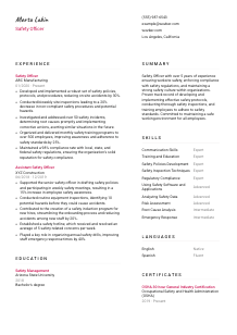 Safety Officer CV Template #2
