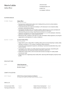 Safety Officer CV Template #1