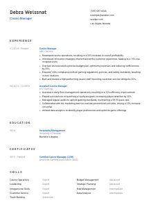 Casino Manager Resume Template #8