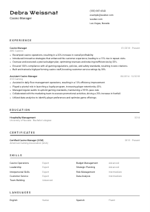 Casino Manager Resume Template #9