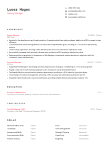 Deputy Manager CV Template #1