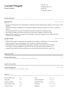 Deputy Manager CV Template #2