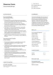 Environmental Manager CV Template #10