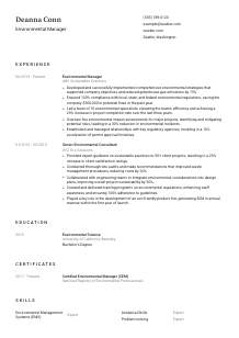 Environmental Manager Resume Template #3