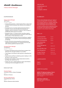 Fitness General Manager CV Template #3