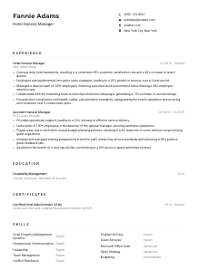 Hotel General Manager Resume Example