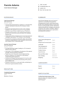 Hotel General Manager CV Template #10