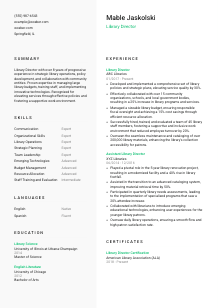 Library Director Resume Template #2