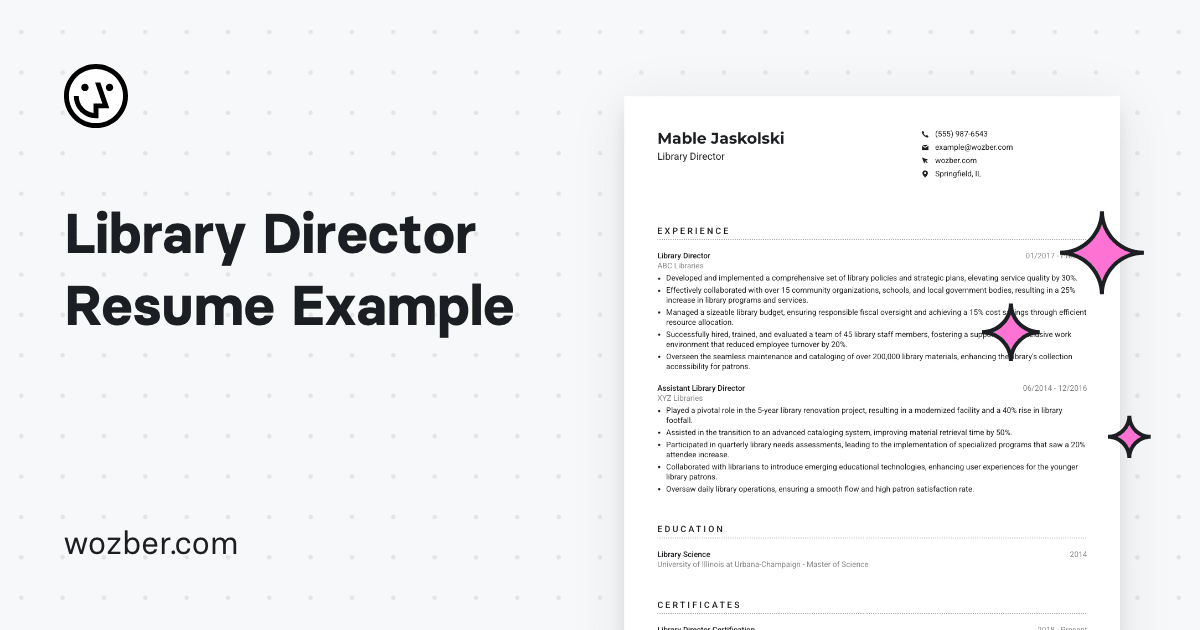 Library Director Bio Library Director Resume Example