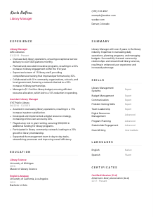 Library Manager CV Template #2