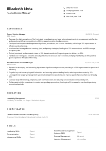 Rooms Division Manager CV Example