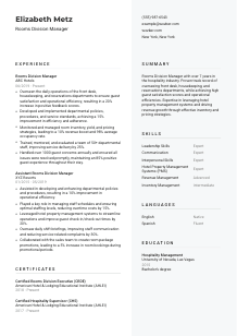 Rooms Division Manager Resume Template #2