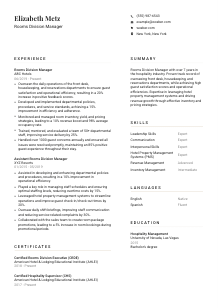 Rooms Division Manager Resume Template #1