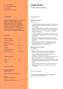 Strategic Planning Manager CV Template #3