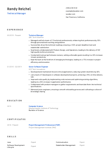 Technical Manager Resume Template #8