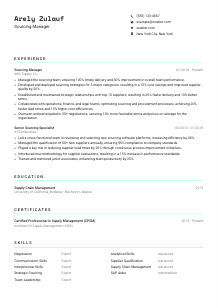 Sourcing Manager CV Template #3